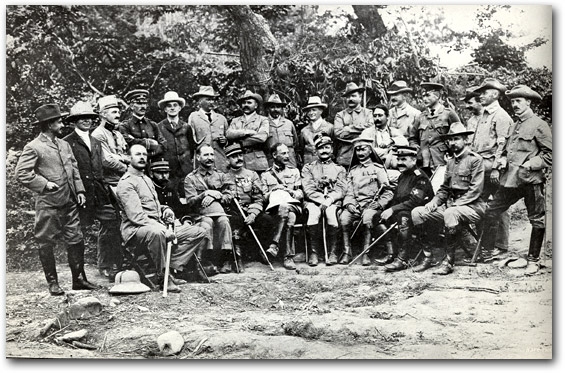 This photo depicts “embedded” Westerners who accompanied Japanese forces led by General Kuroki