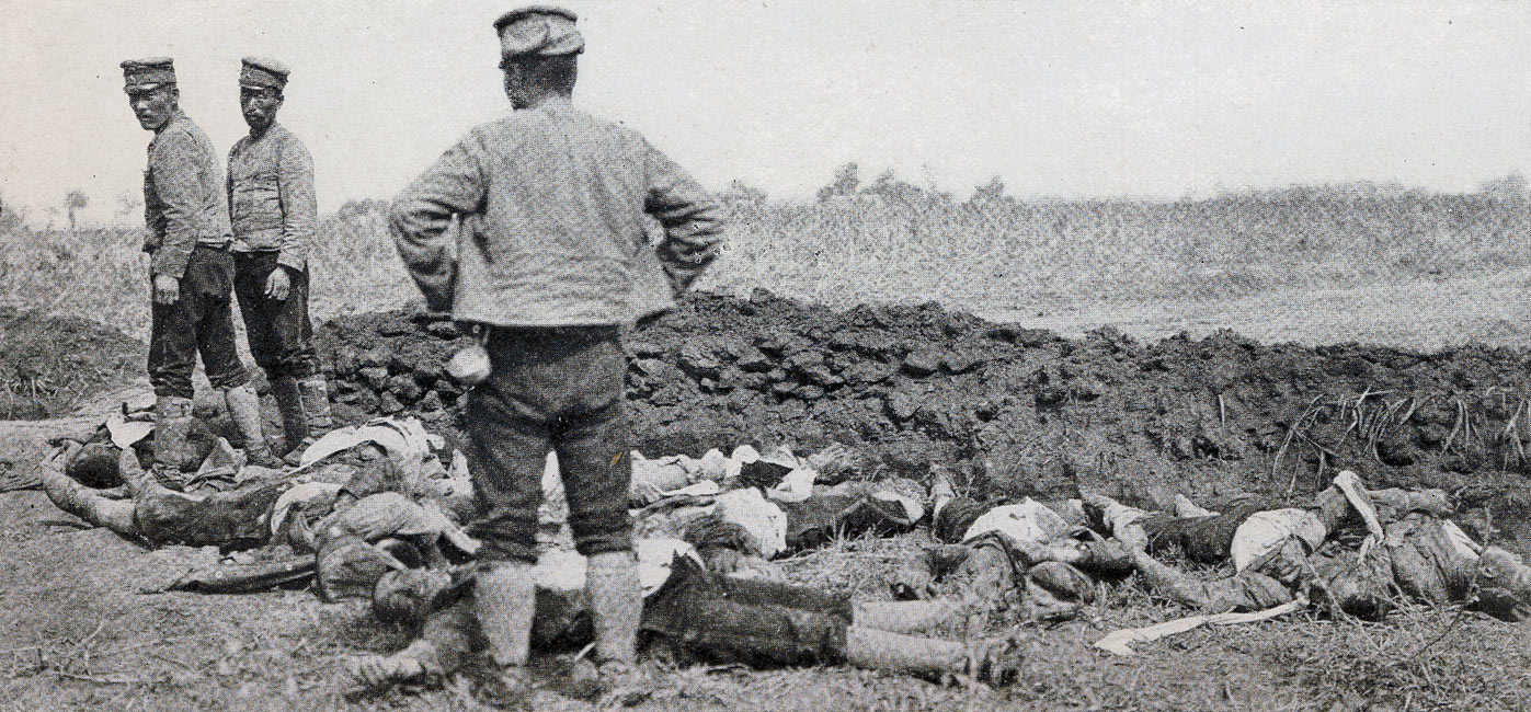 “Burying Japanese and Russian Dead Together Outside Liao-Yang”  page 180, A Photographic Record of the Russo-Japanese War, Edited by James H. Hare 1905, PF Collier & Son, New York