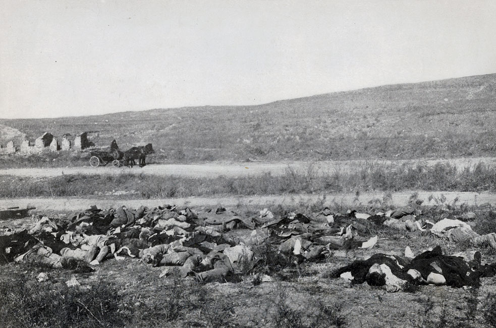 “Russian Dead Awaiting Burial in the Outskirts of Port Arthur”  page 234, A Photographic Record of the Russo-Japanese War, Edited by James H. Hare 1905, PF Collier & Son, New York