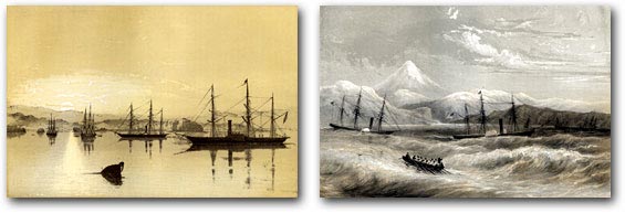 Perry’s fleet at anchor and in turbulent seas