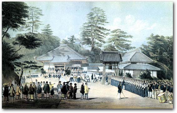 Perry’s troops in formation at Ryosenji Temple, Shimoda