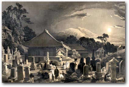 Moonlit graveyard at Ryosenji Temple, Shimoda