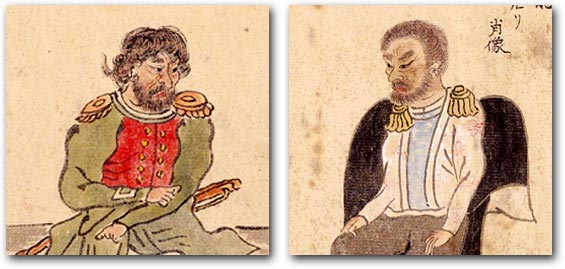 Two images of Perry from the “Black Ship Scroll”