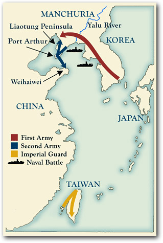 Japanese lines of attack in the Sino-Japanese War (july 1894 - April 1895)