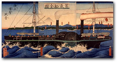 "Complete Picture of a Steamship: Scenery of Uraga from the Sea" by Sadahide, 1863 [Y0070] Arthur M. Sackler Gallery, Smithsonian Institution
