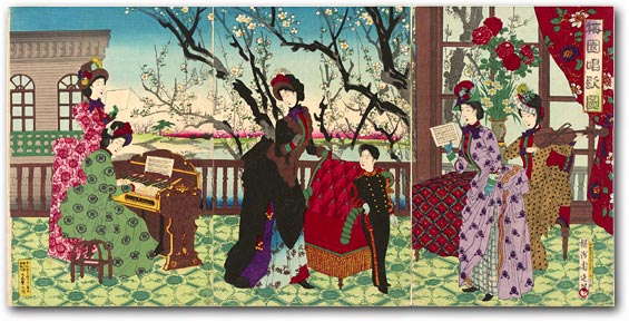“Illustration of Singing by the Plum Garden” by Toyohara Chikanobu, 1887 [res_53_82] Museum of Fine Arts, Boston