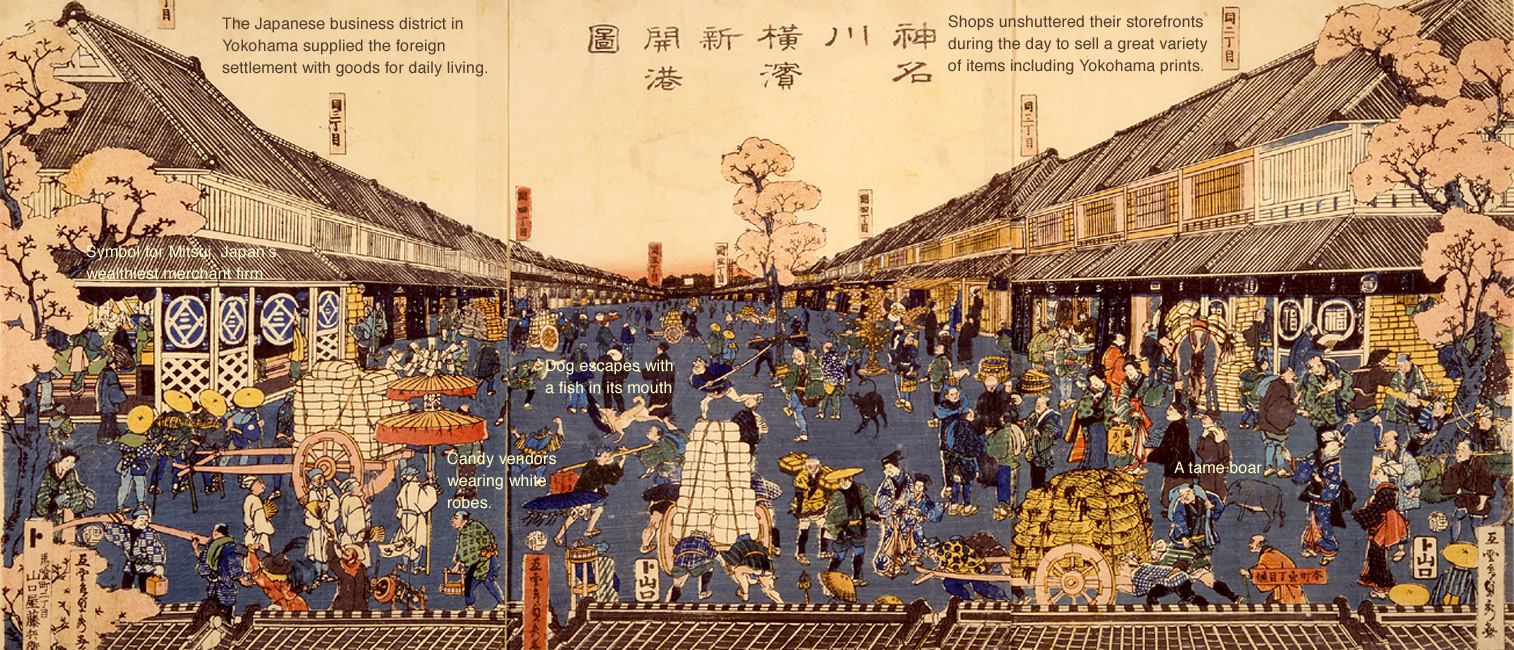 “Picture of Newly Opened Port of Yokohama in Kanagawa” by Sadahide, 1860 