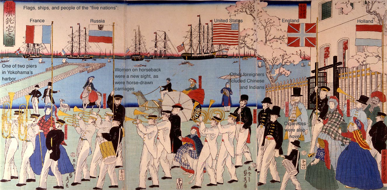 “Picture of a Sunday in Yokohama” by Sadahide, 1861 