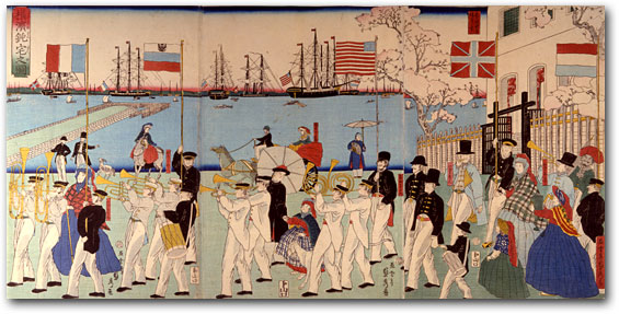 “Picture of a Sunday in Yokohama” by Sadahide, 1861