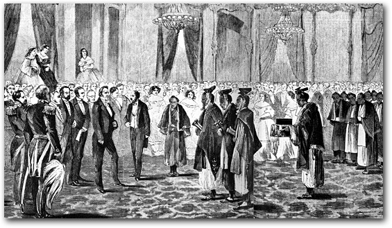 Members of the 1860 Japanese mission to exchange ratifications of the Harris Treaty meeting with President Buchanan