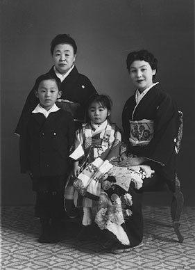 left to right: Shigeru (age 6); Suehiro grandmother; Haruyo (age 3); my mother.