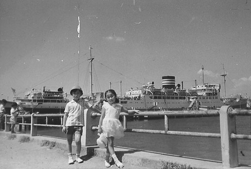 Haruyo and I in Yokohama, a port city, to meet mother and father