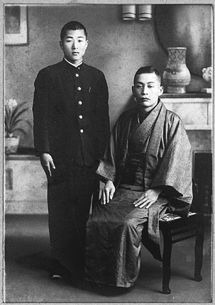 Ichiro Miyagawa (left), my father, as a freshman at  Nagoya Universit
