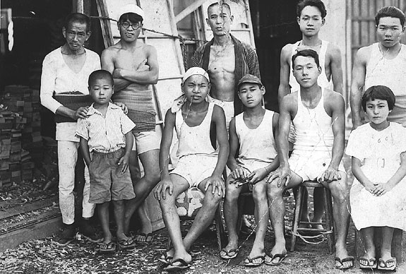 On the far left you can see the blocks of wood used to make geta.