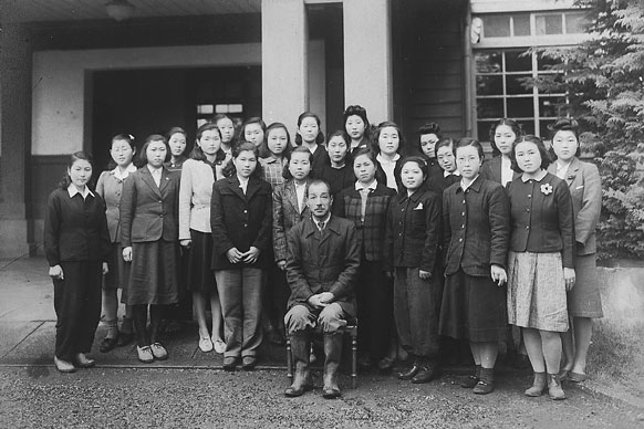 My mother (far left) with her high school homeroom class.
