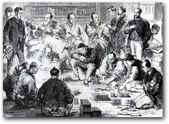 Representatives of Satsuma fief paying an indemnity to the British for the Richardson Affair