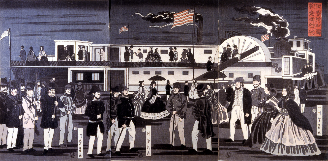 "The Transit of an American Steam Locomotive" by Yoshikazu, 1861 [Y0162] Arthur M. Sackler Gallery, Smithsonian Institution