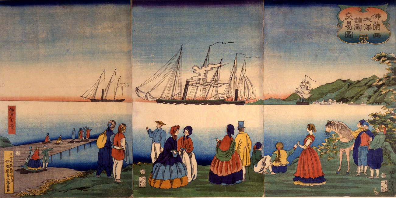 "Picture of Trade with Many Nations in a Large French Port"  by Yoshitoshi , 1866 [Y0167]  Arthur M. Sackler Gallery, Smithsonian Institution