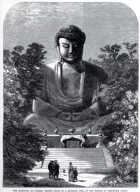 The “Great Buddha” at Kamakura was typical of the scenes from Japan depicted in Western publications. [YILN135] Illustrated London News, February 25, 1865